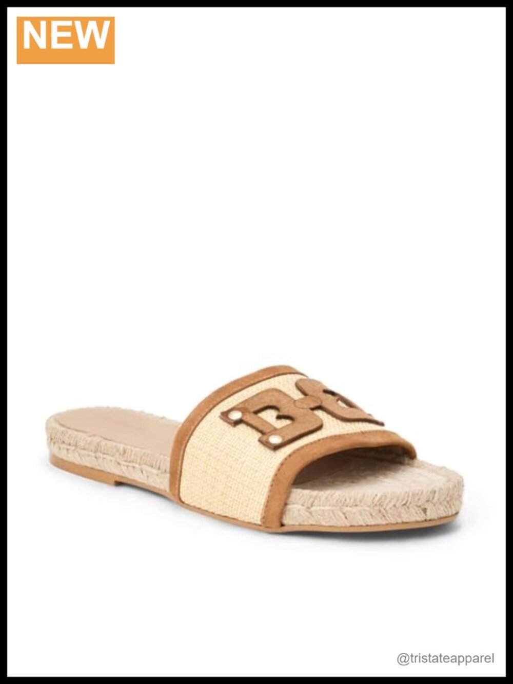 Bruno Magli Sabina Natural Raffia Slide Sandals Italian Leather Studded Open Toe